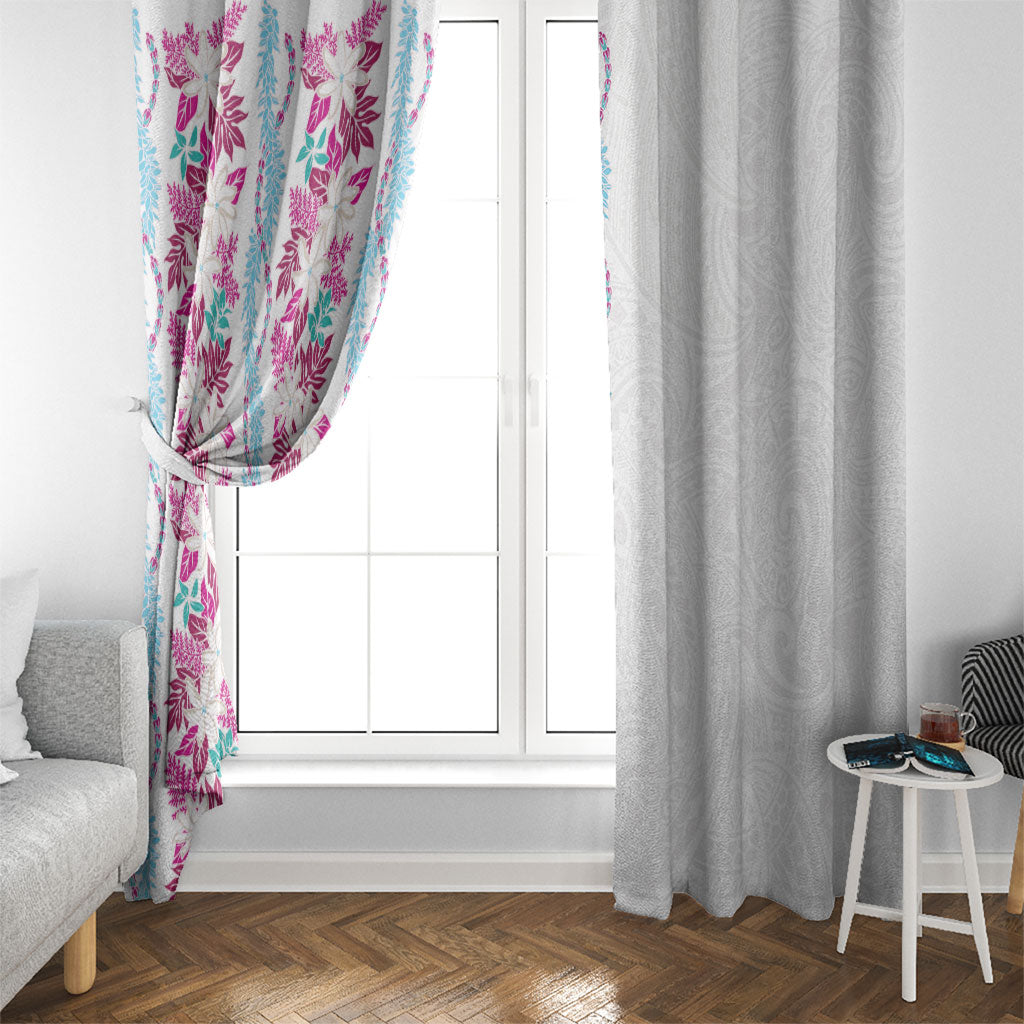 Monstera Tiare Plumeria Window Curtain Pink Polynesian Pattern LT01 - Polynesian Pride