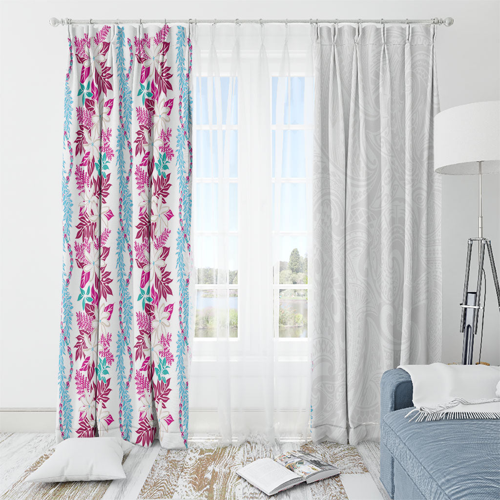 Monstera Tiare Plumeria Window Curtain Pink Polynesian Pattern LT01 - Polynesian Pride