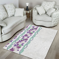 Monstera Tiare Plumeria Area Rug Purple Polynesian Pattern LT01 - Polynesian Pride