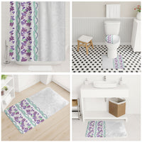 Monstera Tiare Plumeria Bathroom Set Purple Polynesian Pattern LT01 - Polynesian Pride