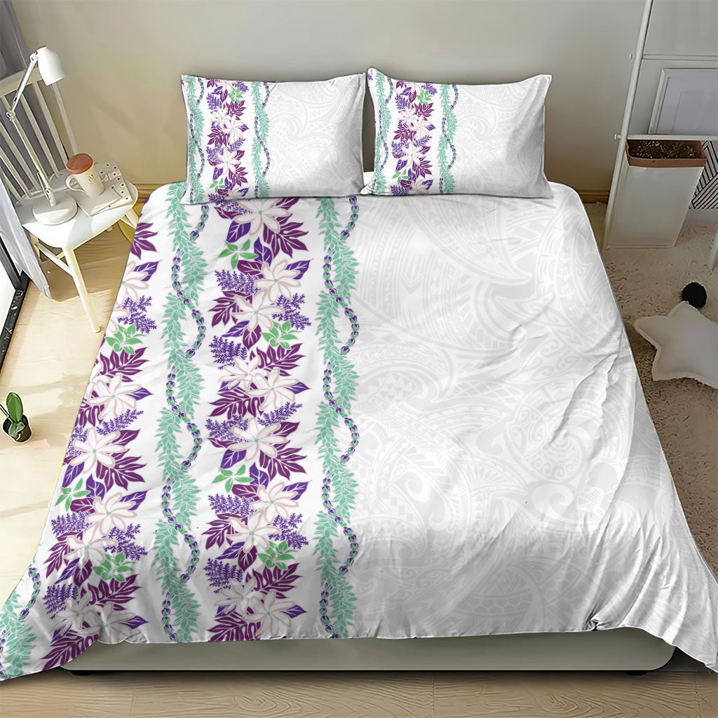 Monstera Tiare Plumeria Bedding Set Purple Polynesian Pattern LT01 - Polynesian Pride