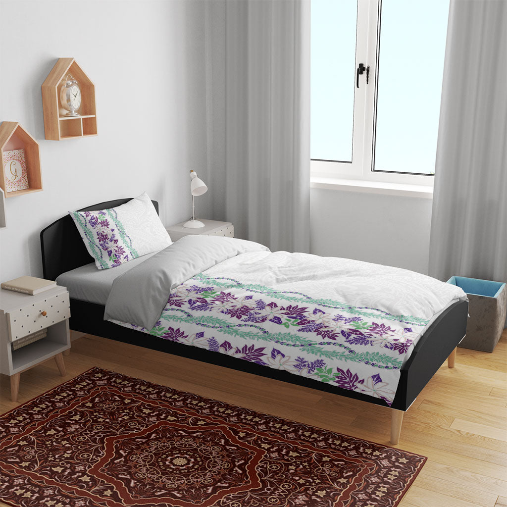 Monstera Tiare Plumeria Bedding Set Purple Polynesian Pattern LT01 - Polynesian Pride