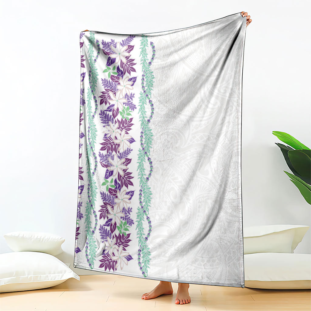 Monstera Tiare Plumeria Blanket Purple Polynesian Pattern LT01 - Polynesian Pride