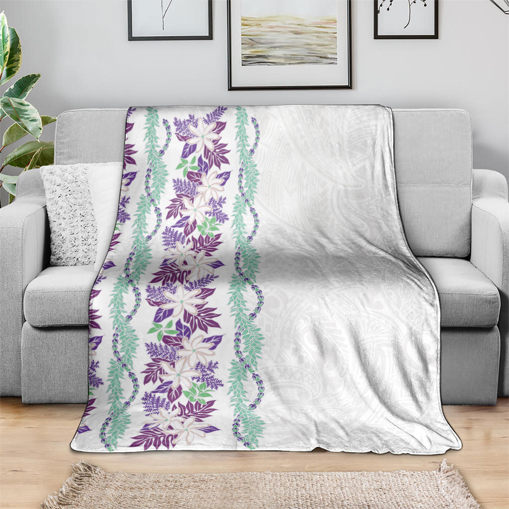 Monstera Tiare Plumeria Blanket Purple Polynesian Pattern LT01 - Polynesian Pride