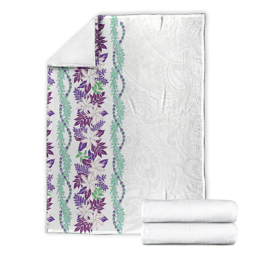 Monstera Tiare Plumeria Blanket Purple Polynesian Pattern LT01 - Polynesian Pride