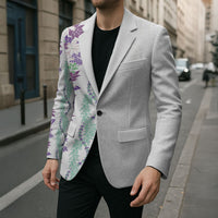 Monstera Tiare Plumeria Blazer Purple Polynesian Pattern LT01 - Polynesian Pride
