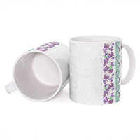 Monstera Tiare Plumeria Ceramic Mug Purple Polynesian Pattern LT01 - Polynesian Pride