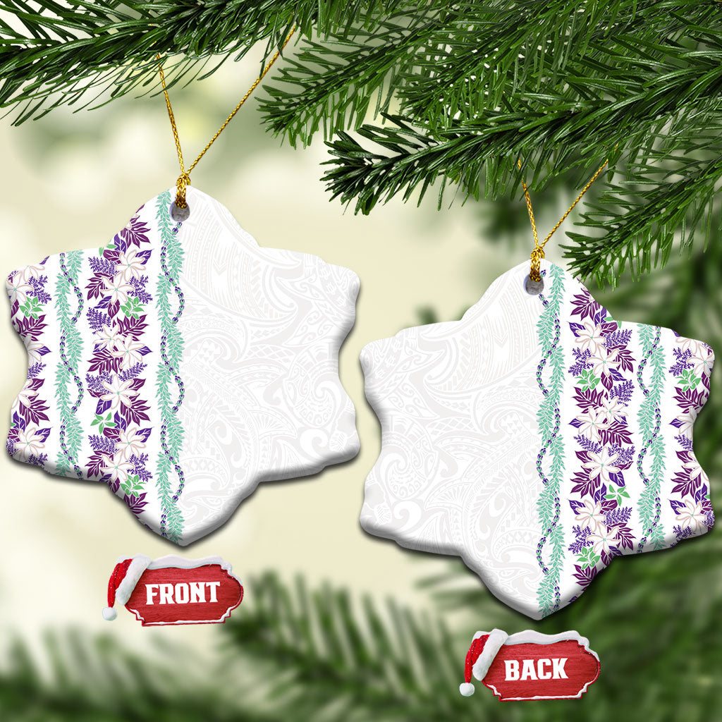 Monstera Tiare Plumeria Ceramic Ornament Purple Polynesian Pattern LT01 Snow Flake Purple - Polynesian Pride