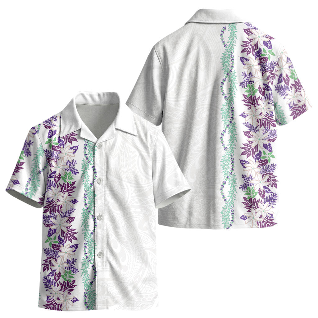 Monstera Tiare Plumeria Kid Hawaiian Shirt Purple Polynesian Pattern LT01 - Polynesian Pride