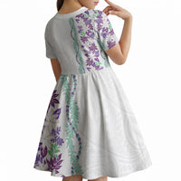 Monstera Tiare Plumeria Kid Short Sleeve Dress Purple Polynesian Pattern LT01 - Polynesian Pride