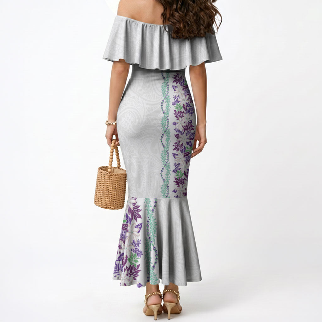 Monstera Tiare Plumeria Mermaid Dress Purple Polynesian Pattern LT01 - Polynesian Pride