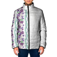 Monstera Tiare Plumeria Padded Jacket Purple Polynesian Pattern LT01 Men Purple - Polynesian Pride
