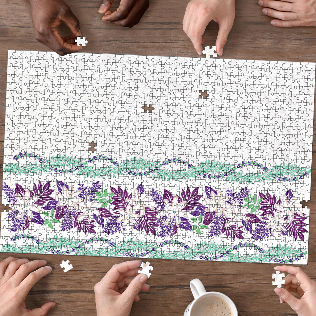 Monstera Tiare Plumeria Puzzle Purple Polynesian Pattern LT01 - Polynesian Pride