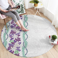 Monstera Tiare Plumeria Round Carpet Purple Polynesian Pattern LT01 - Polynesian Pride