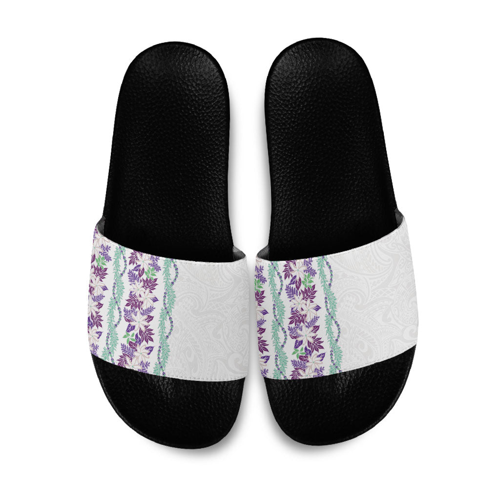 Monstera Tiare Plumeria Slide Sandals Purple Polynesian Pattern LT01 Purple - Polynesian Pride