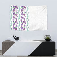 Monstera Tiare Plumeria Tapestry Purple Polynesian Pattern LT01 - Polynesian Pride