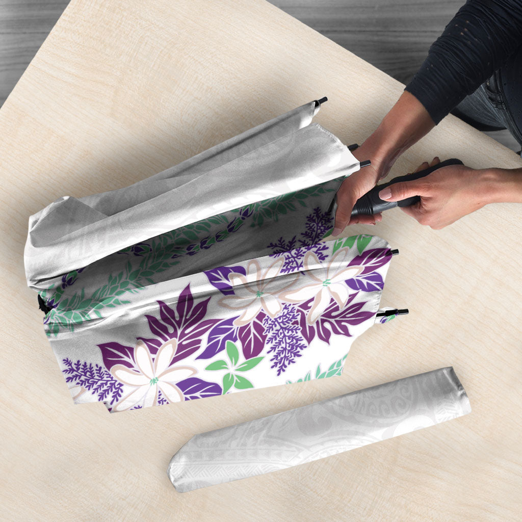 Monstera Tiare Plumeria Umbrella Purple Polynesian Pattern LT01 - Polynesian Pride
