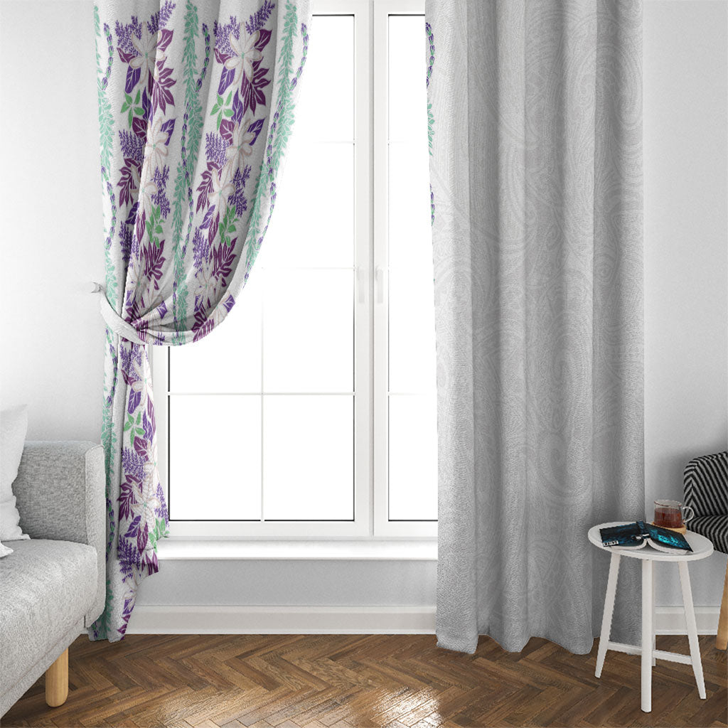 Monstera Tiare Plumeria Window Curtain Purple Polynesian Pattern LT01 - Polynesian Pride