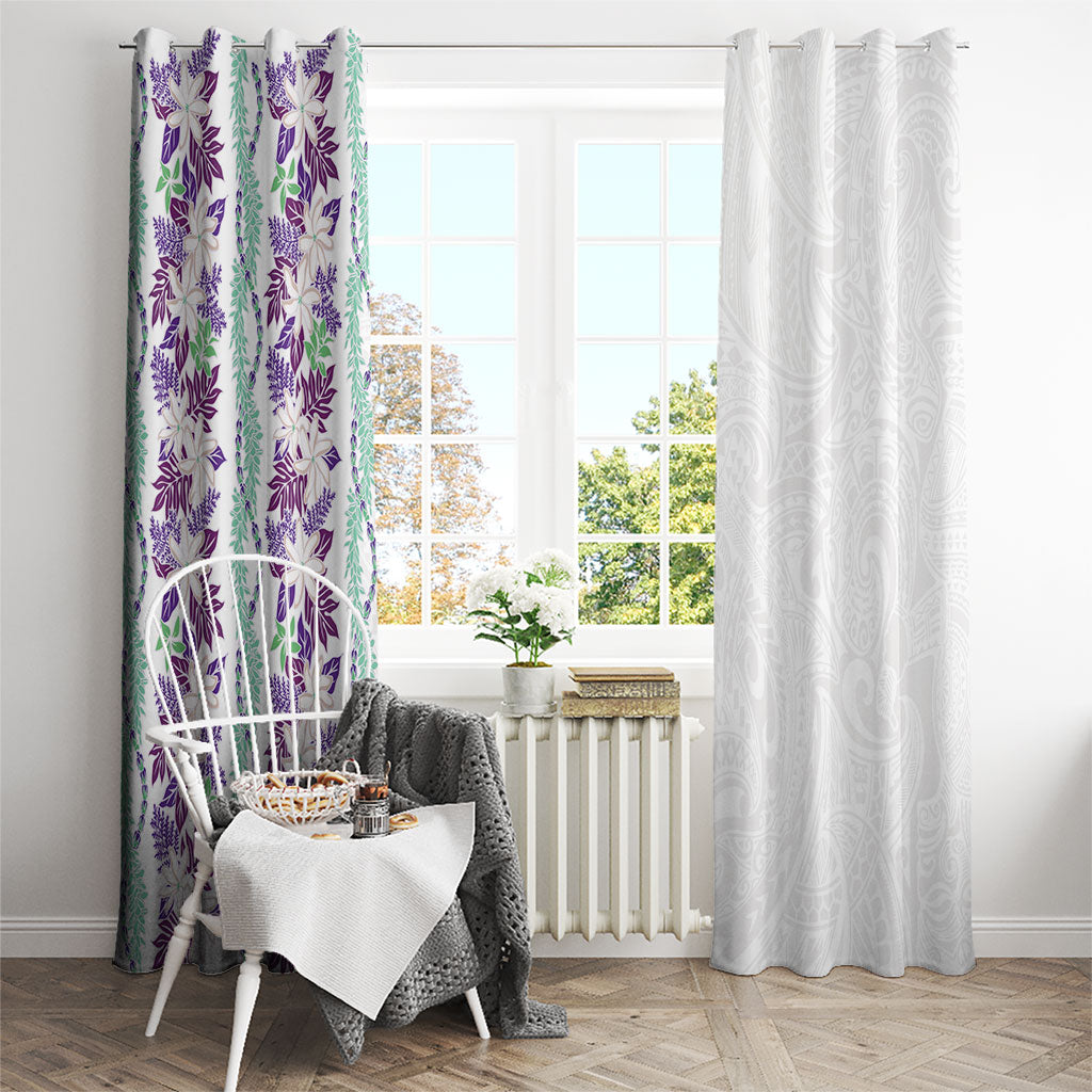 Monstera Tiare Plumeria Window Curtain Purple Polynesian Pattern LT01 - Polynesian Pride