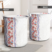 Monstera Tiare Plumeria Laundry Basket Red Polynesian Pattern LT01 - Polynesian Pride