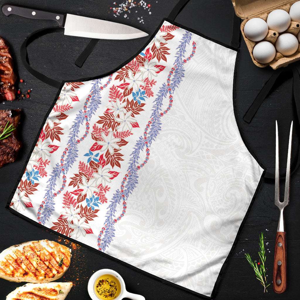 Monstera Tiare Plumeria Apron Red Polynesian Pattern LT01 Red - Polynesian Pride