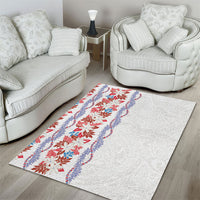 Monstera Tiare Plumeria Area Rug Red Polynesian Pattern LT01 - Polynesian Pride