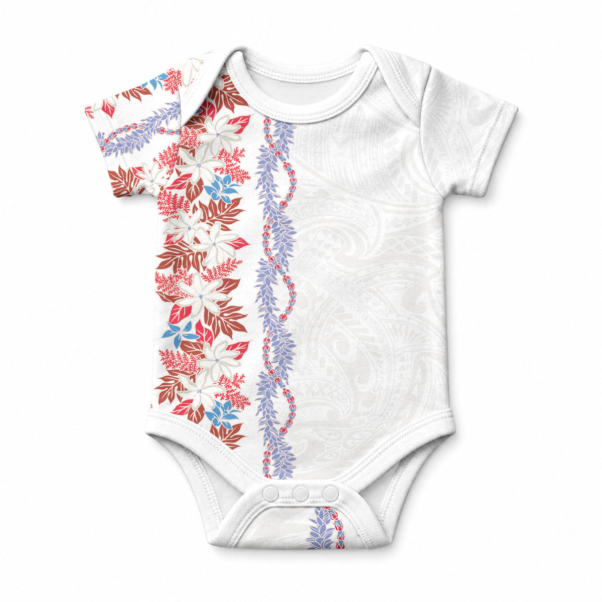 Monstera Tiare Plumeria Baby Onesie Red Polynesian Pattern LT01 Red - Polynesian Pride