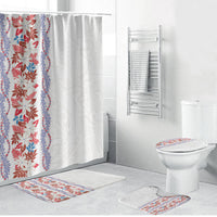 Monstera Tiare Plumeria Bathroom Set Red Polynesian Pattern LT01 Bathroom Set (4 pcs) Red - Polynesian Pride