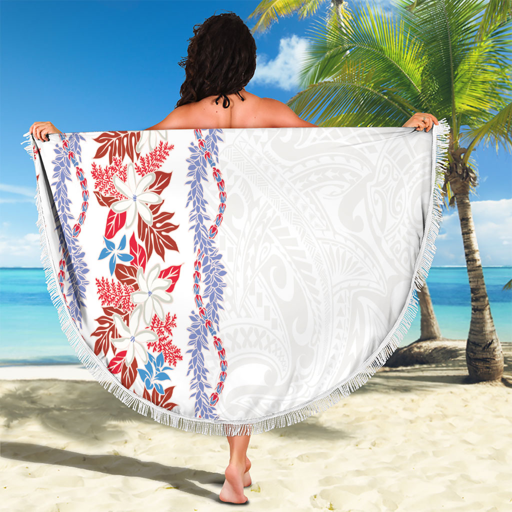 Monstera Tiare Plumeria Beach Blanket Red Polynesian Pattern LT01 - Polynesian Pride
