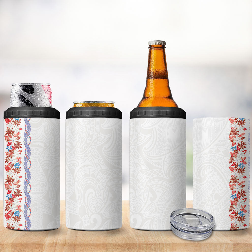Monstera Tiare Plumeria 4 in 1 Can Cooler Tumbler Red Polynesian Pattern LT01 - Polynesian Pride