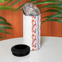 Monstera Tiare Plumeria 4 in 1 Can Cooler Tumbler Red Polynesian Pattern LT01 - Polynesian Pride