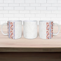 Monstera Tiare Plumeria Ceramic Mug Red Polynesian Pattern LT01 - Polynesian Pride