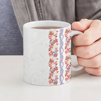 Monstera Tiare Plumeria Ceramic Mug Red Polynesian Pattern LT01 - Polynesian Pride