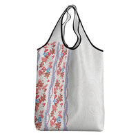 Monstera Tiare Plumeria Grocery Bag Red Polynesian Pattern LT01 - Polynesian Pride