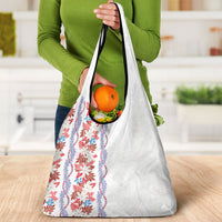 Monstera Tiare Plumeria Grocery Bag Red Polynesian Pattern LT01 - Polynesian Pride