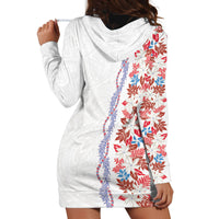 Monstera Tiare Plumeria Hoodie Dress Red Polynesian Pattern LT01 - Polynesian Pride