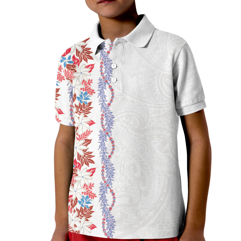 Monstera Tiare Plumeria Kid Polo Shirt Red Polynesian Pattern LT01 Kid Red - Polynesian Pride