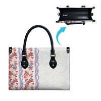 Monstera Tiare Plumeria Leather Bag Red Polynesian Pattern LT01 - Polynesian Pride