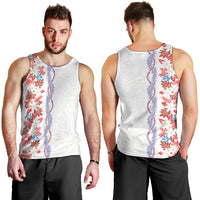Monstera Tiare Plumeria Men Tank Top Red Polynesian Pattern