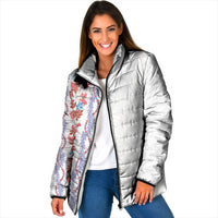 Monstera Tiare Plumeria Padded Jacket Red Polynesian Pattern LT01 Women Red - Polynesian Pride