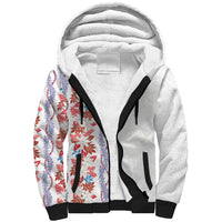 Monstera Tiare Plumeria Sherpa Hoodie Red Polynesian Pattern LT01 Unisex Red - Polynesian Pride