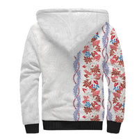 Monstera Tiare Plumeria Sherpa Hoodie Red Polynesian Pattern LT01 - Polynesian Pride