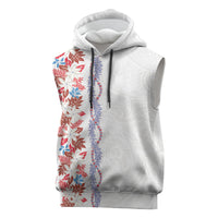 Monstera Tiare Plumeria Sleeveless Hoodie Red Polynesian Pattern LT01 Red - Polynesian Pride