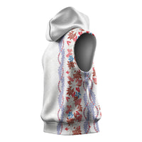 Monstera Tiare Plumeria Sleeveless Hoodie Red Polynesian Pattern LT01 - Polynesian Pride