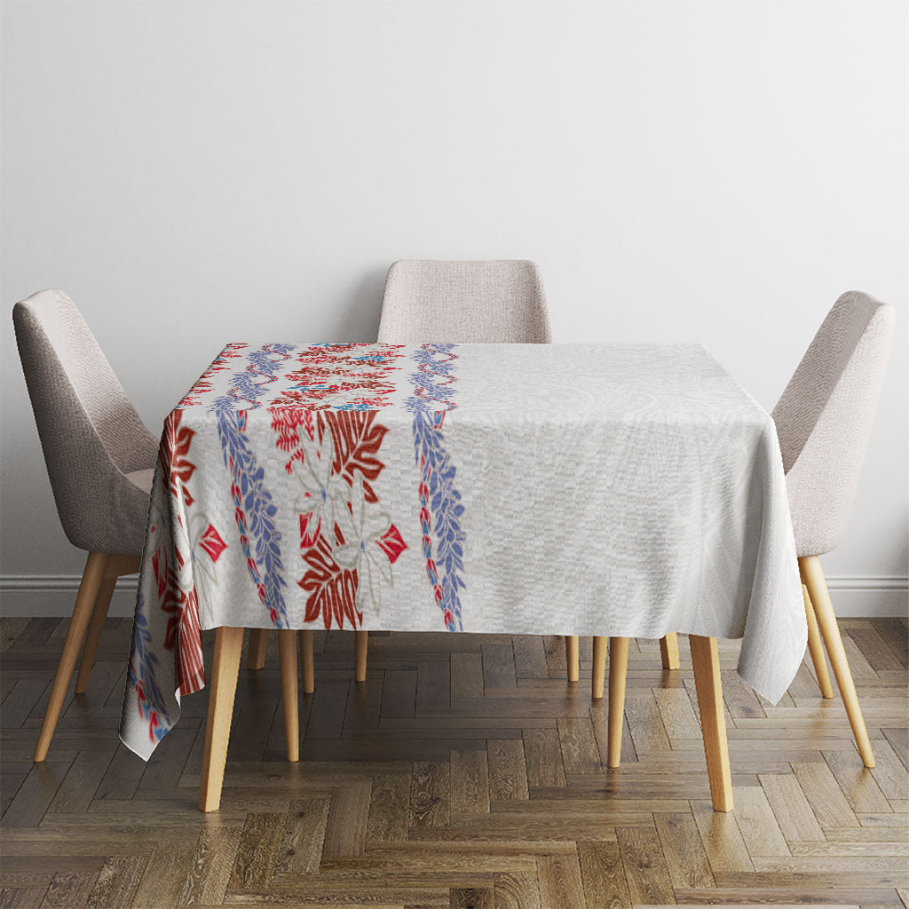 Monstera Tiare Plumeria Tablecloth Red Polynesian Pattern LT01 - Polynesian Pride