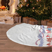 Monstera Tiare Plumeria Tree Skirt Red Polynesian Pattern LT01 - Polynesian Pride