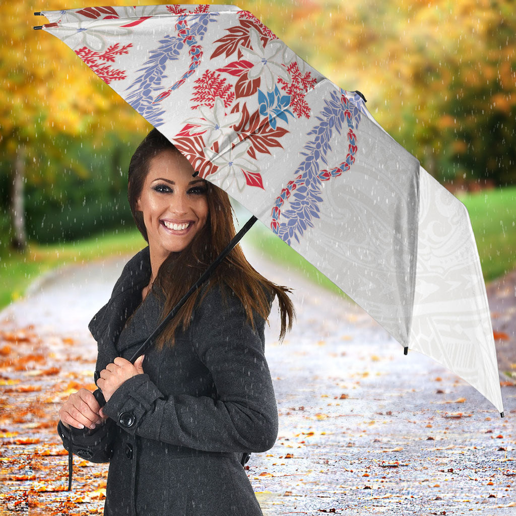 Monstera Tiare Plumeria Umbrella Red Polynesian Pattern LT01 - Polynesian Pride