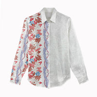Monstera Tiare Plumeria Women Casual Shirt Red Polynesian Pattern LT01 - Polynesian Pride