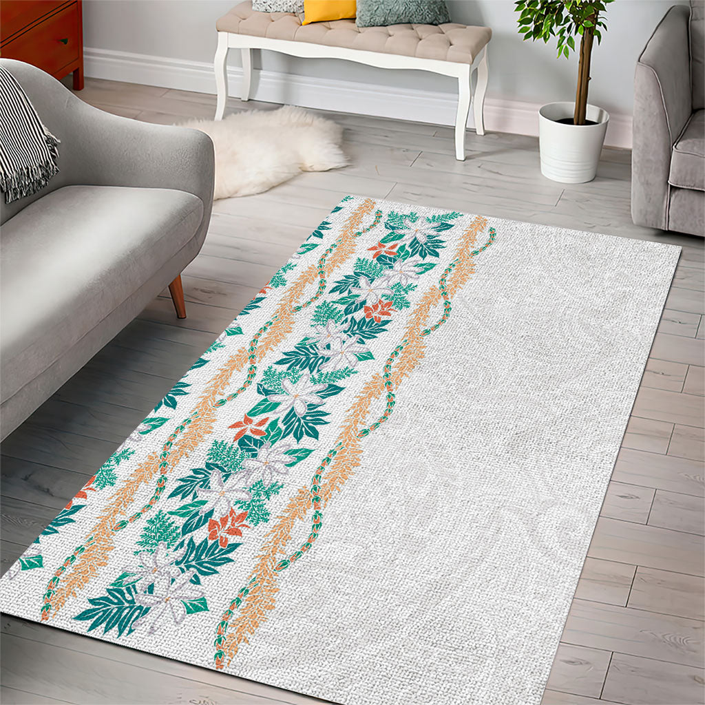 Monstera Tiare Plumeria Area Rug Teal Polynesian Pattern LT01 - Polynesian Pride