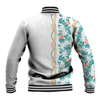 Monstera Tiare Plumeria Baseball Jacket Teal Polynesian Pattern LT01 - Polynesian Pride